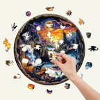 Skurriles Holz-Puzzle - 3D-Fantasy-Welt