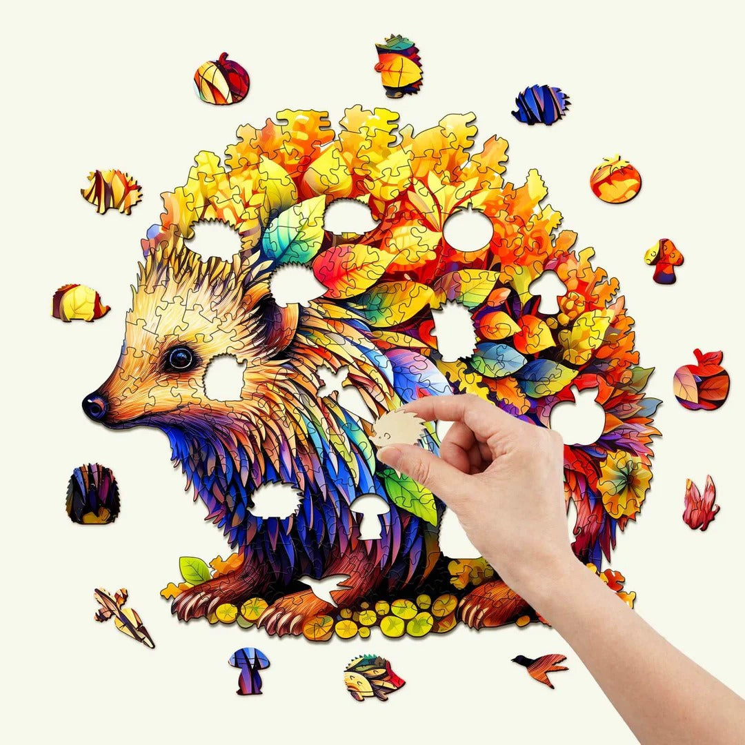Verspieltes Holzpuzzle – Schlauer Igel