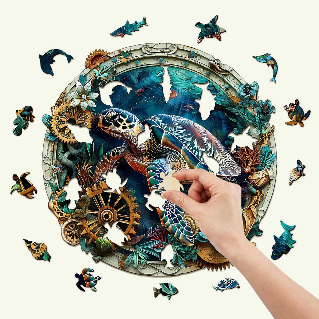 Puzzle en bois fantaisiste - Tortue en relief