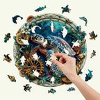 Puzzle en bois fantaisiste - Tortue en relief