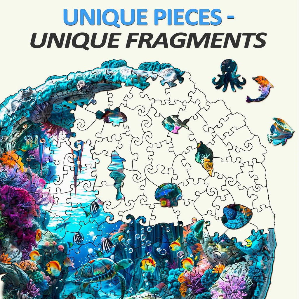 Whimsical Wooden Jigsaw Puzzle- 3D seabed