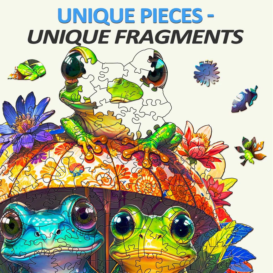 Verspieltes Holzpuzzle – Frosch-Brüder