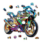 Ausgefallenes Holz-Puzzle – Motorrad