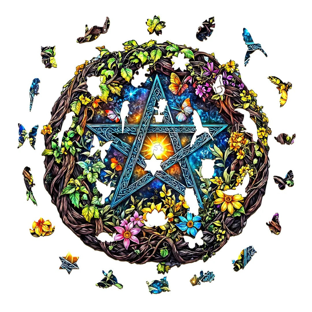 Whimsical Wooden Jigsaw Puzzle- Natural Starburst Secondary image