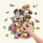 Whimsical Wooden Jigsaw Puzzle-Cute Dogs
