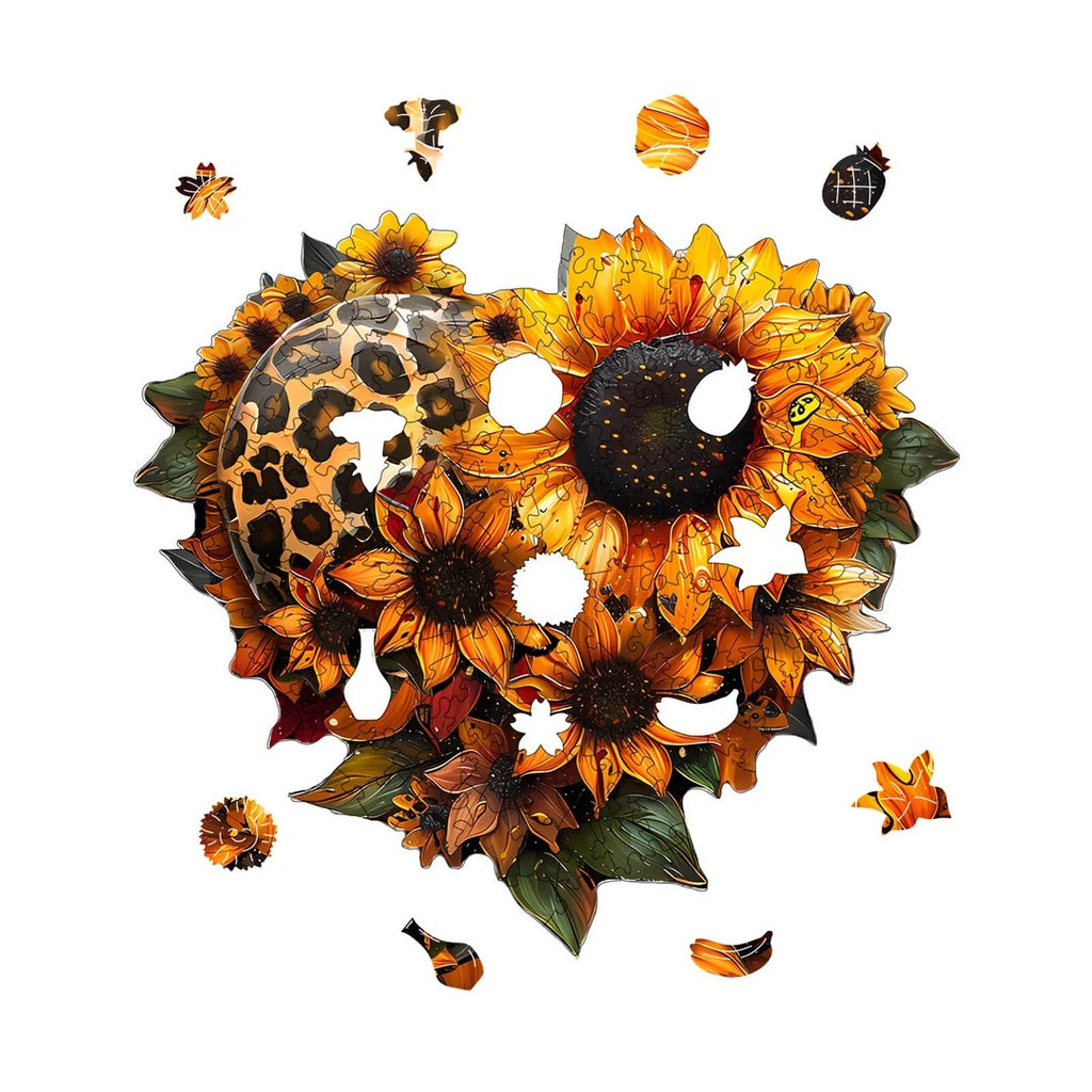 Whimsical Wooden Jigsaw Puzzle- sunflower