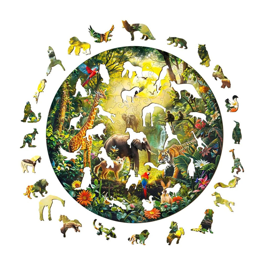 Whimsical Wooden Jigsaw Puzzle- Animal Party