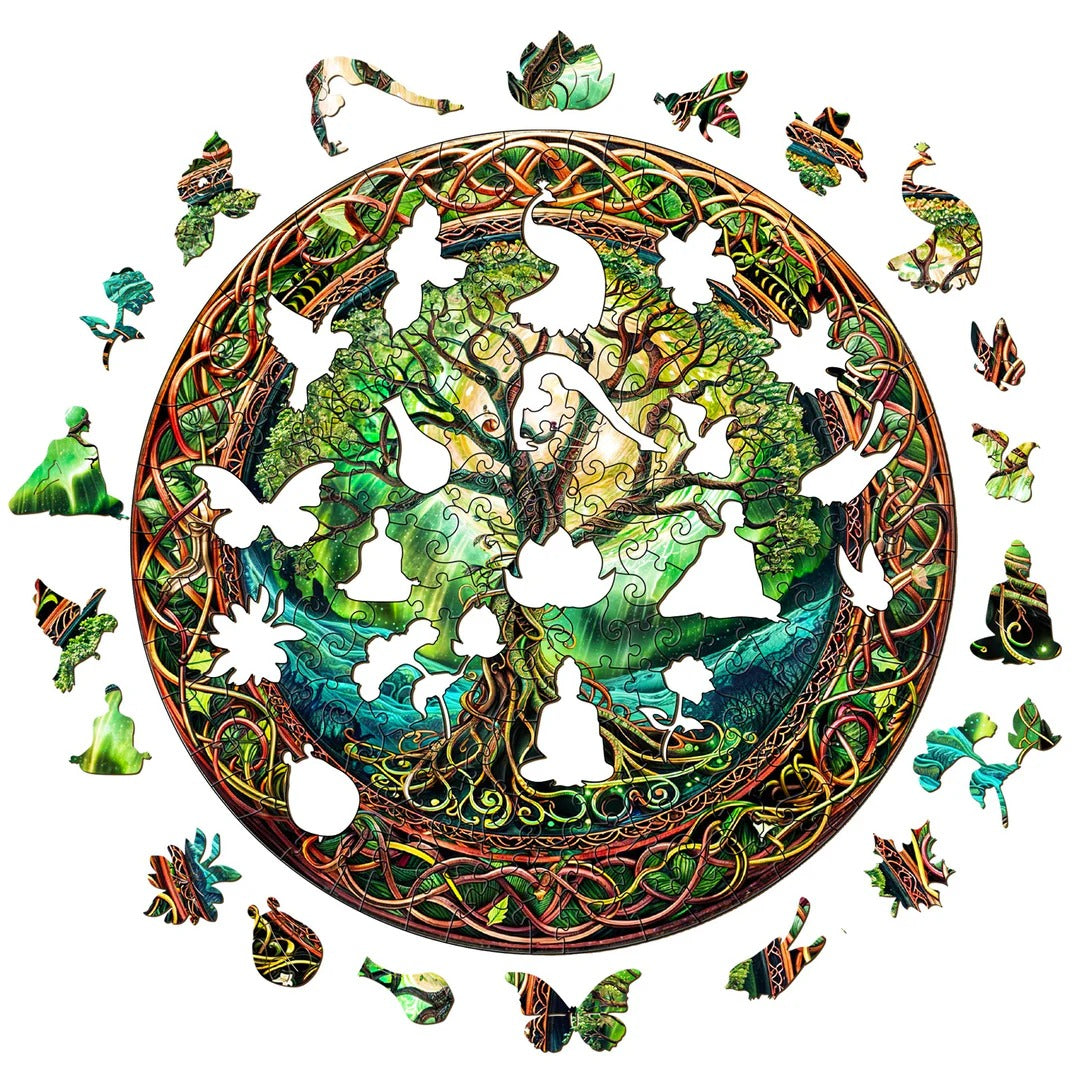 Whimsical Wooden Jigsaw Puzzle- Aurora Tree of Life-2 Secondary image
