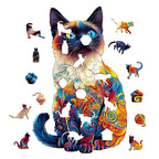 Whimsical Wooden Jigsaw Puzzle- Siamese cat-2