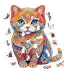 Whimsical Wooden Jigsaw Puzzle-Cute Scottish Cat
