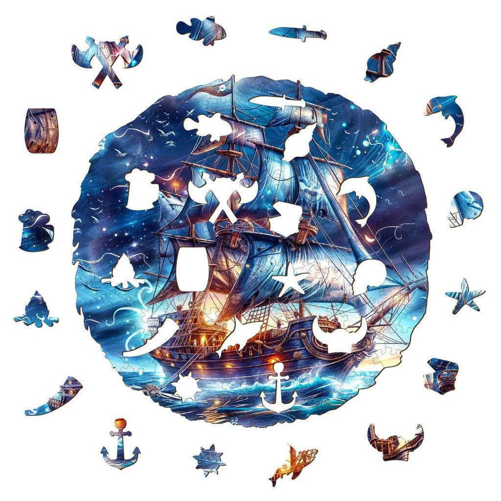 Whimsical Wooden Jigsaw Puzzle- Blue Voyage
