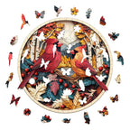 Whimsical Wooden Jigsaw Puzzle-Autumn Cardinal