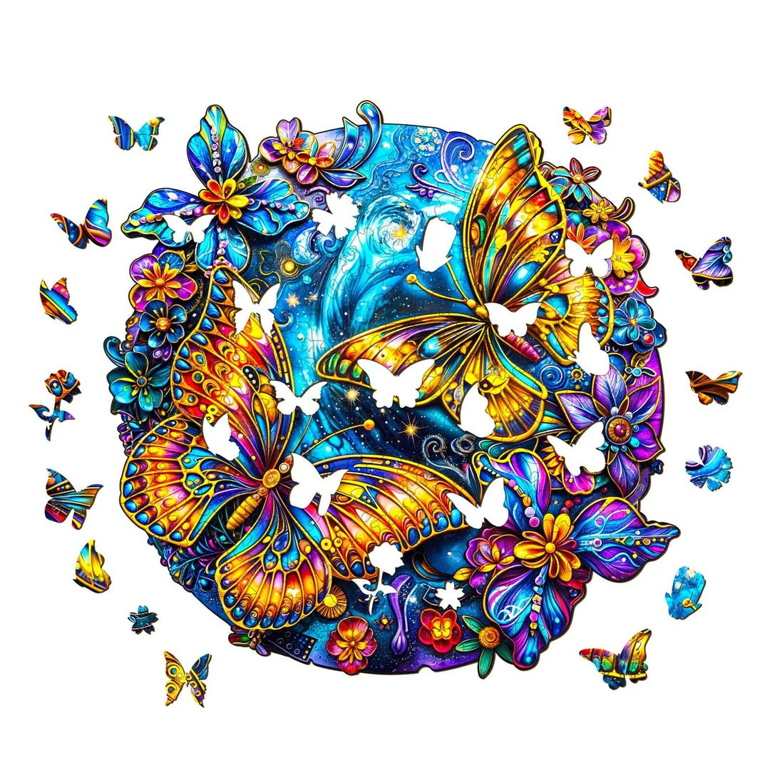 Whimsical Wooden Jigsaw Puzzle-Beautiful Butterflies Secondary image