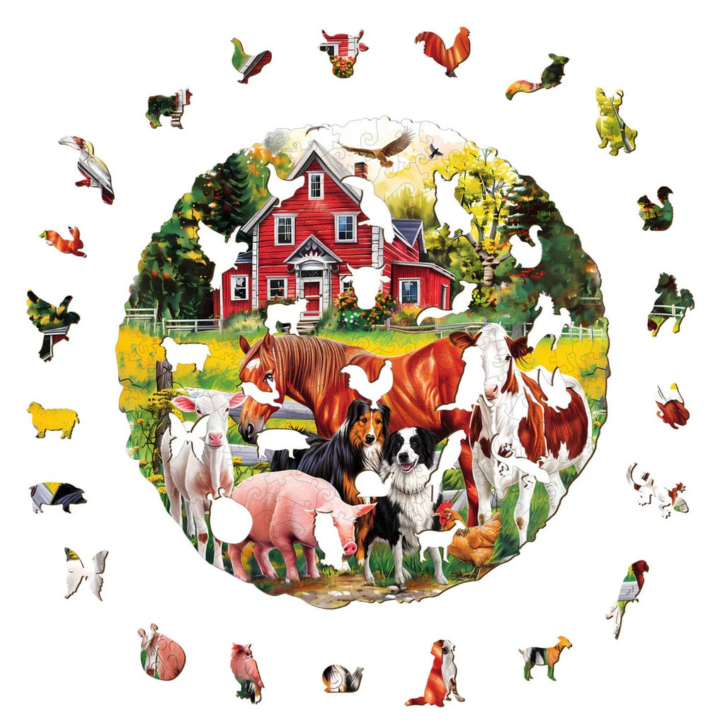 Whimsical Wooden Jigsaw Puzzle-Farm Animals
