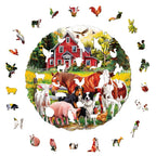 Whimsical Wooden Jigsaw Puzzle-Farm Animals