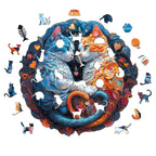 Whimsical Wooden Jigsaw Puzzle-lovely Cats