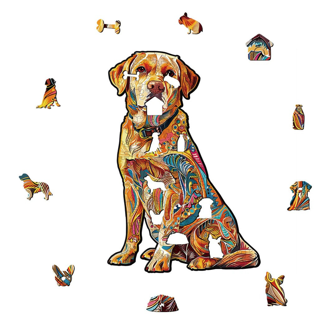 Ausgefallenes Holz-Puzzle – Hübscher Labrador