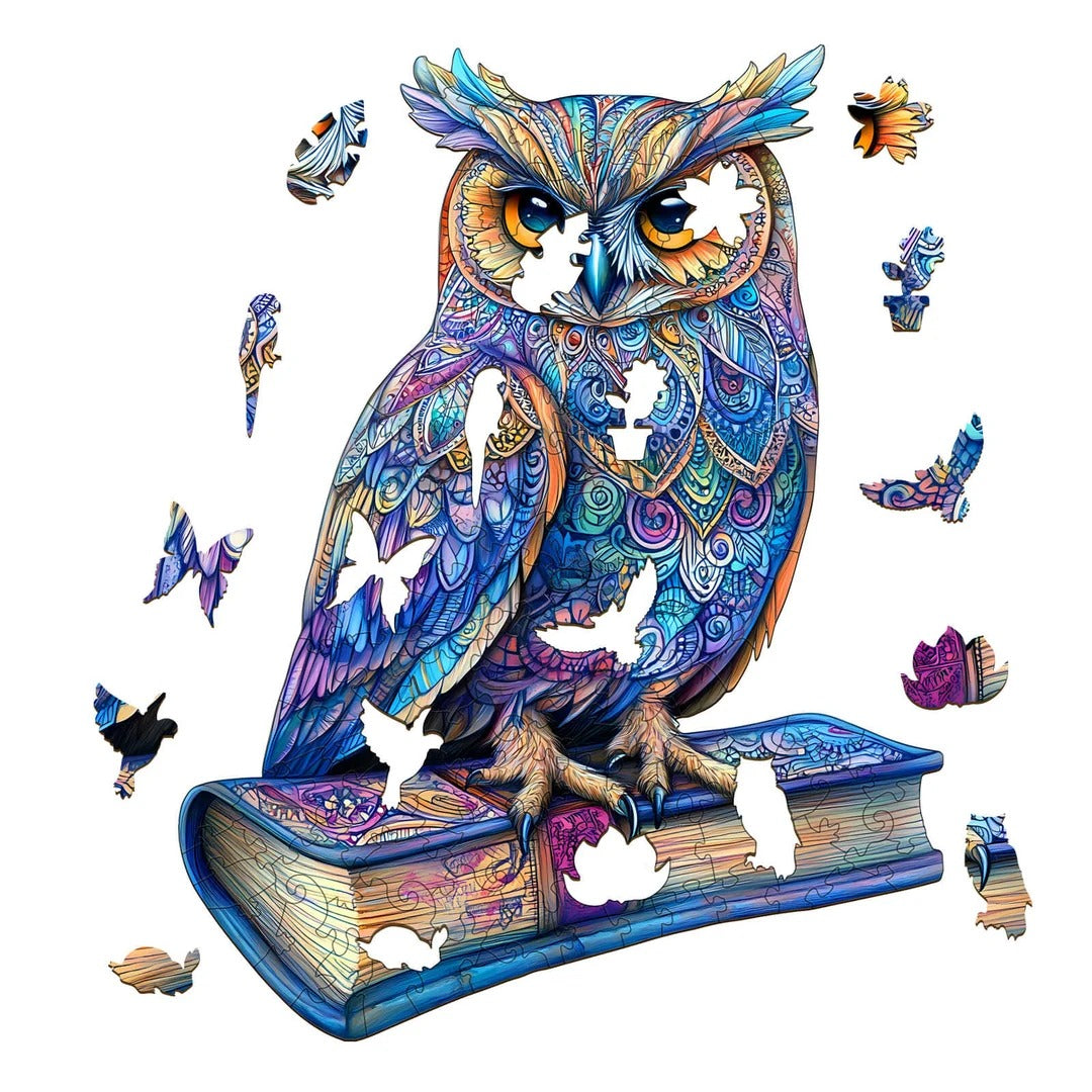 Whimsical Wooden Jigsaw Puzzle- Elegant owl Secondary image