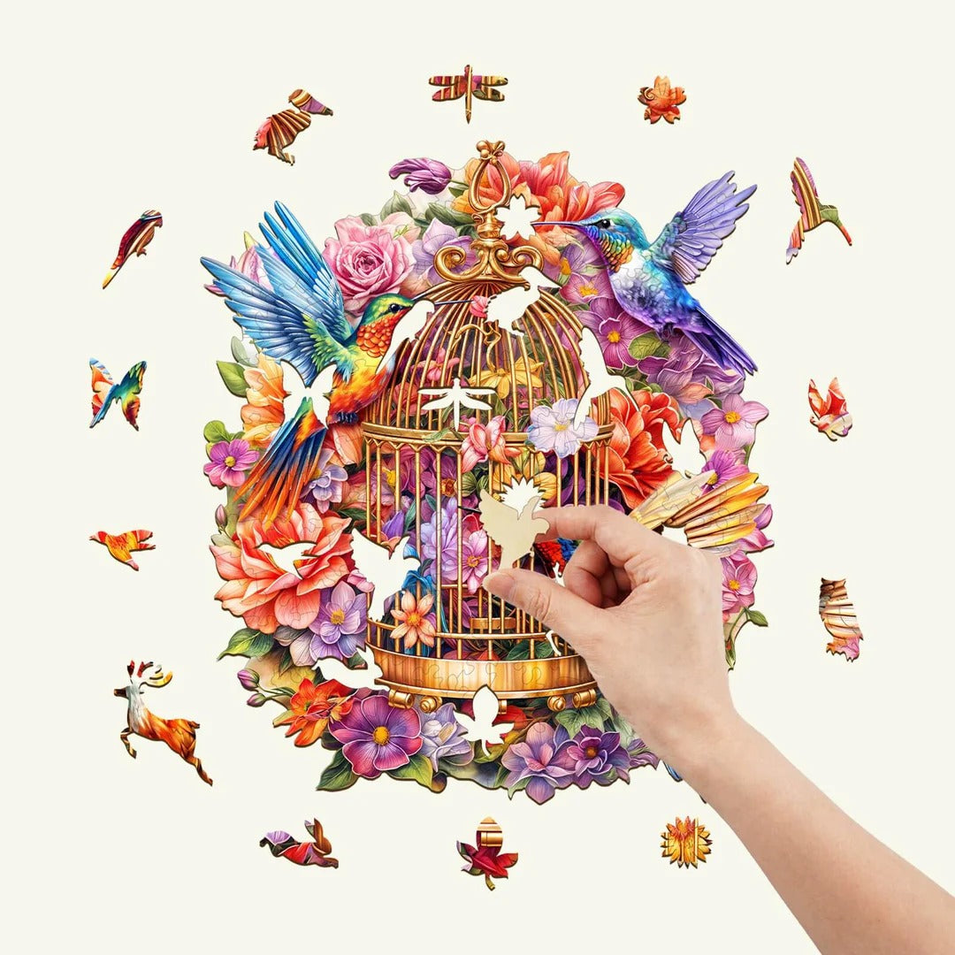 Whimsical Wooden Jigsaw Puzzle-garden symphony Secondary image