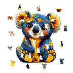 Whimsical Wooden Jigsaw Puzzle- Colorful koala