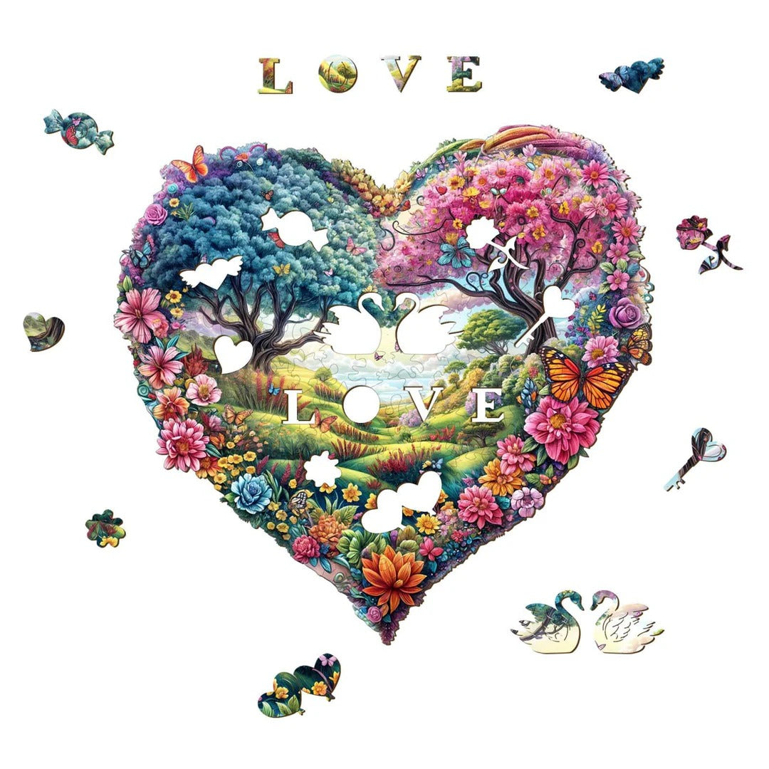 Whimsical Wooden Jigsaw Puzzle- love garden Secondary image