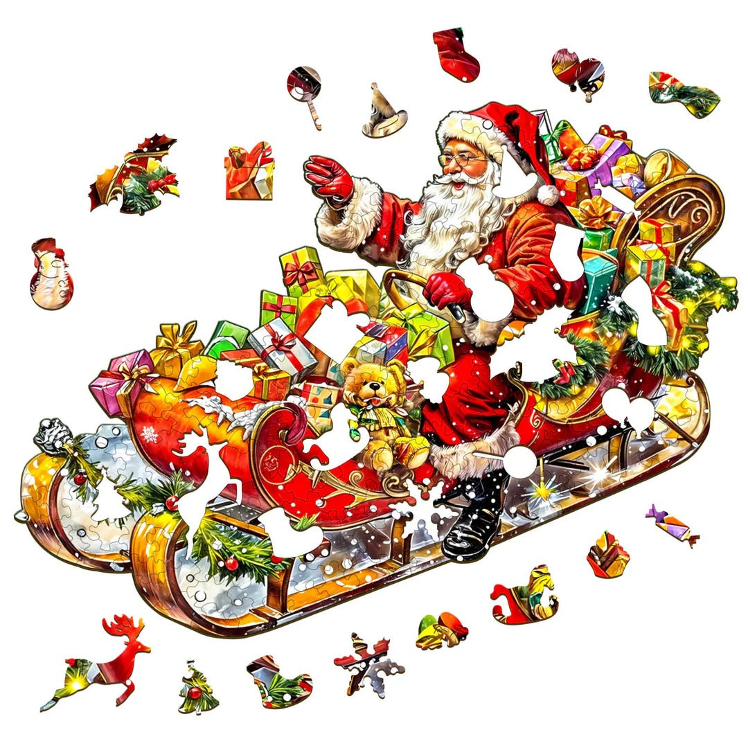 Whimsical Wooden Jigsaw Puzzle-Celebrating Christmas Secondary image