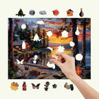 Whimsical Wooden Jigsaw Puzzle-canoe lake-1