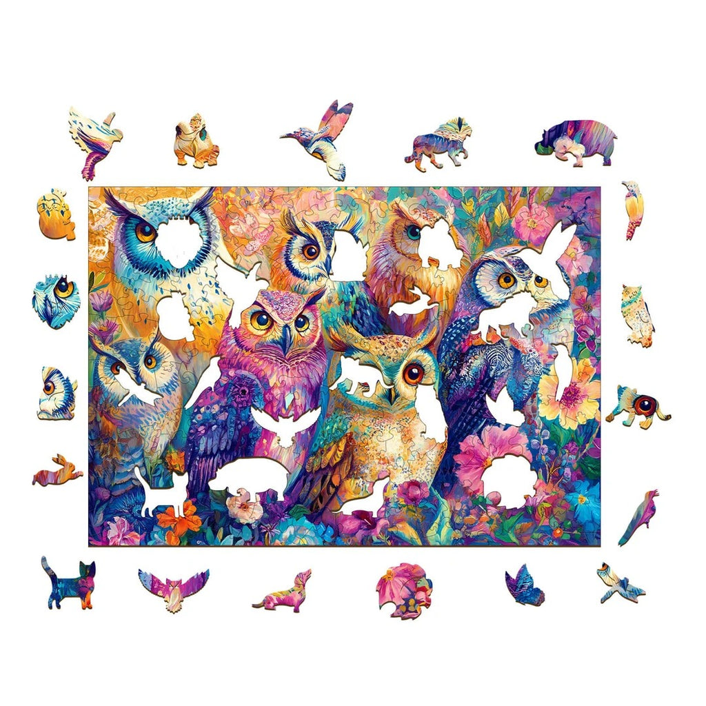 Whimsical Wooden Jigsaw Puzzle- Colored owl