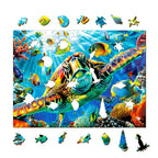 Whimsical Wooden Jigsaw Puzzle-Turtle Explorer