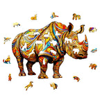 Puzzle en bois fantaisiste - Rhinocéros féroce