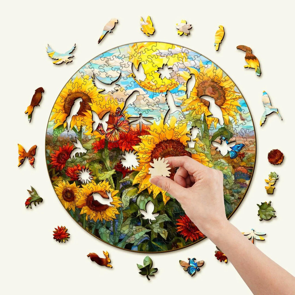 Whimsical Wooden Jigsaw Puzzle-Sunflower Sonata