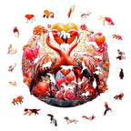 Whimsical Wooden Jigsaw Puzzle-sweet flamingo