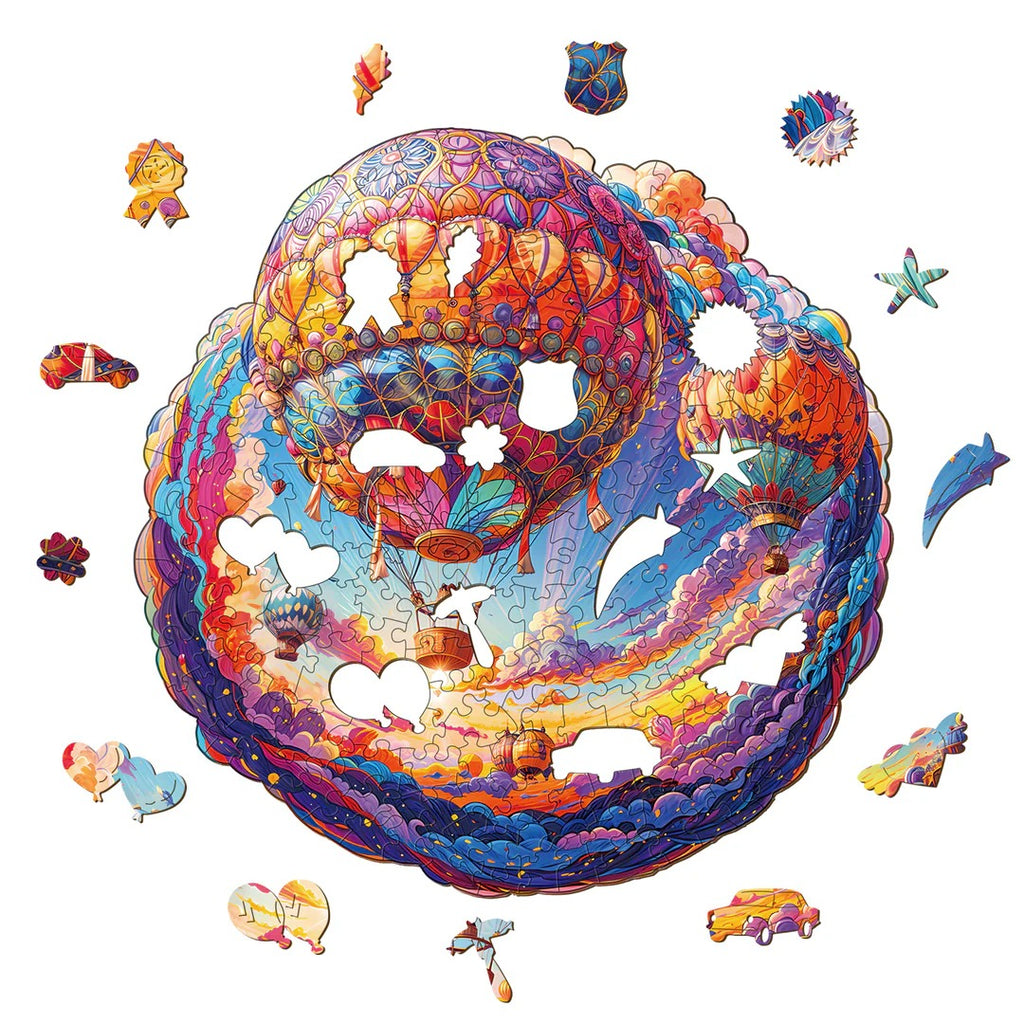 Whimsical Wooden Jigsaw Puzzle- hot air balloon