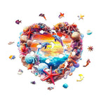 Whimsical Wooden Jigsaw Puzzle-Coral and Dolphin