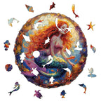 Whimsical Wooden Jigsaw Puzzle-Elegant mermaid