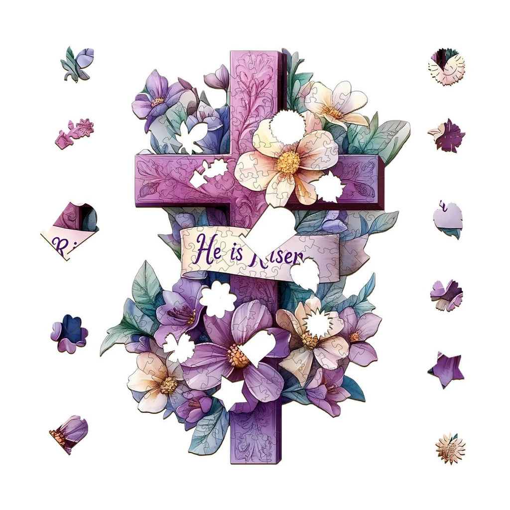 Whimsical Wooden Jigsaw Puzzle- Resurrection cross