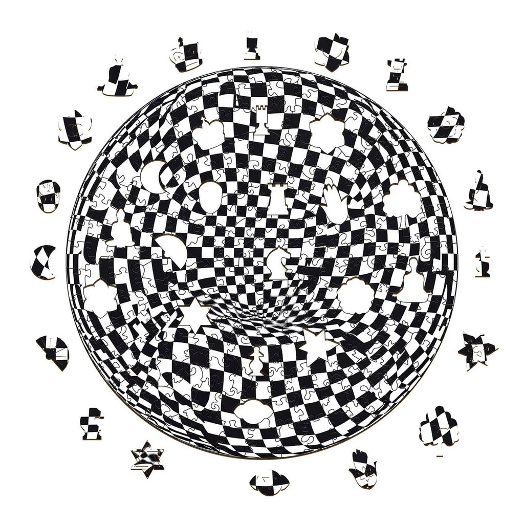 Whimsical Wooden Jigsaw Puzzle- Checkerboard pop art
