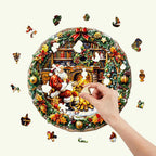 Whimsical Wooden Jigsaw Puzzle-Fireside Santa