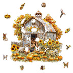 Whimsical Wooden Jigsaw Puzzle- autumn farm