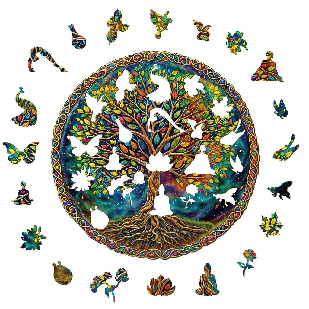 Puzzle en bois fantaisiste - Arbre de vie mystérieux