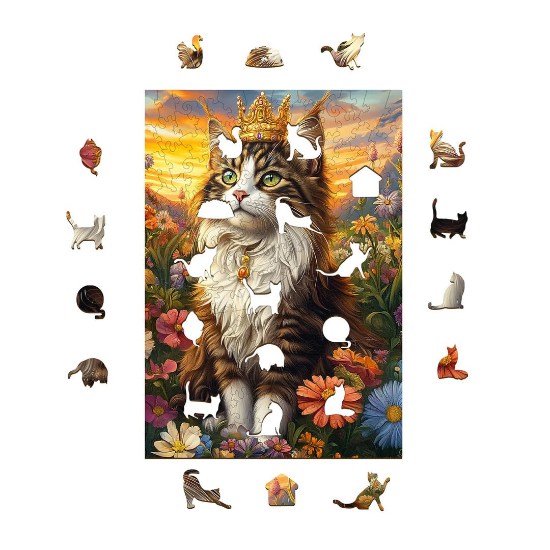 Whimsical Wooden Jigsaw Puzzle- Elegant cat