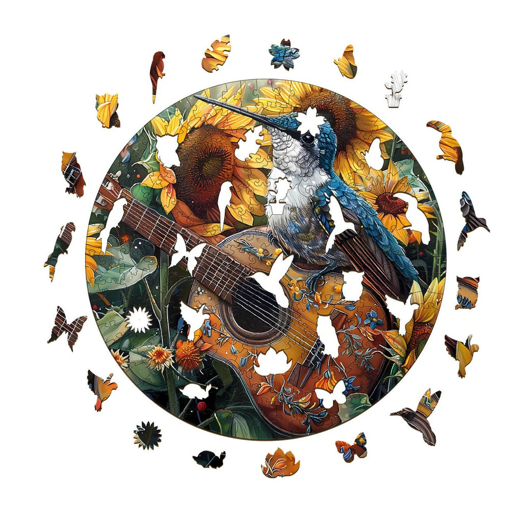 Ausgefallenes Holz-Puzzle – Eleganter Kolibri
