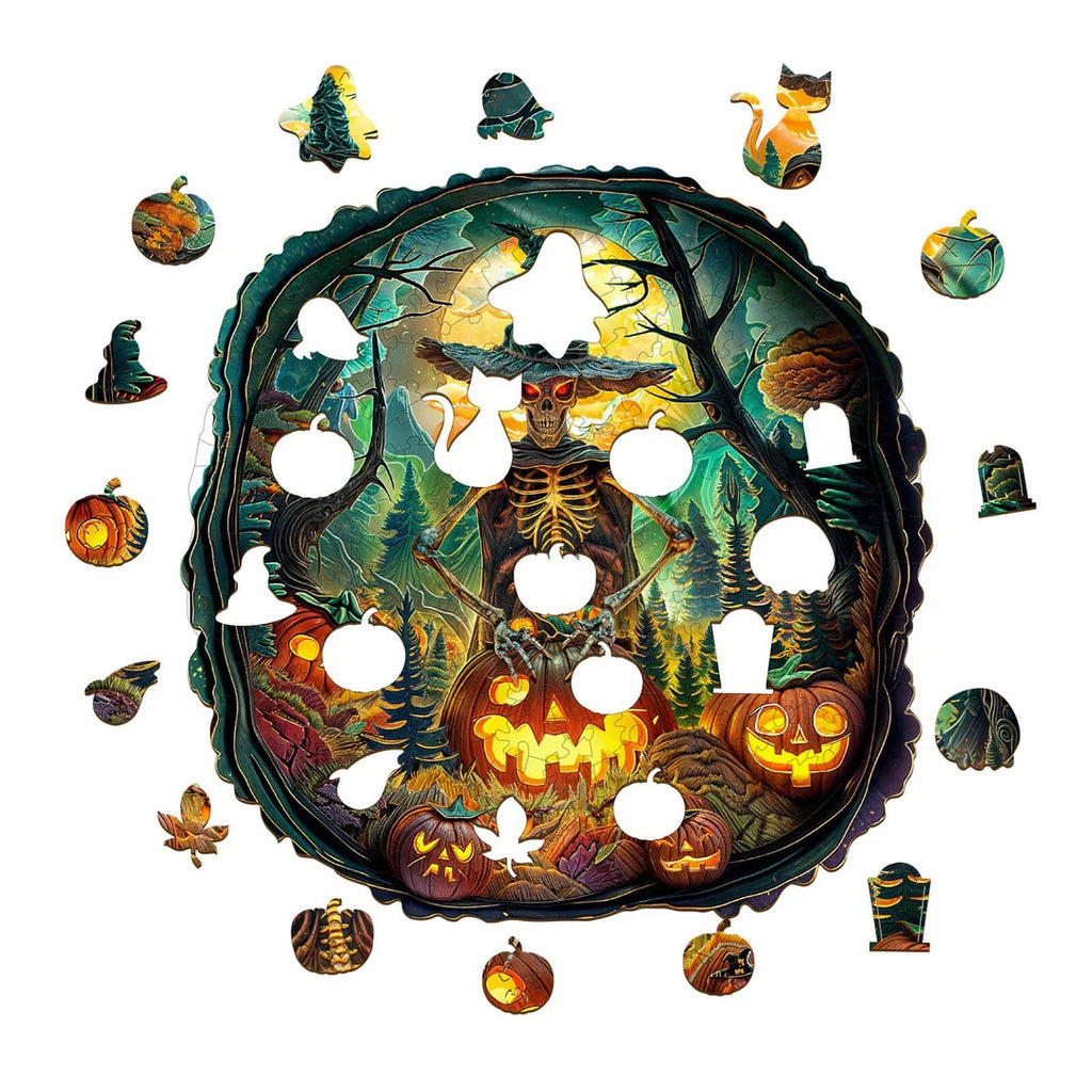 Whimsical Wooden Jigsaw Puzzle- Halloween skeletons