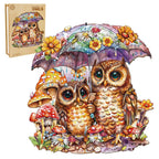 Whimsical Wooden Jigsaw Puzzle- Umbrella Owls