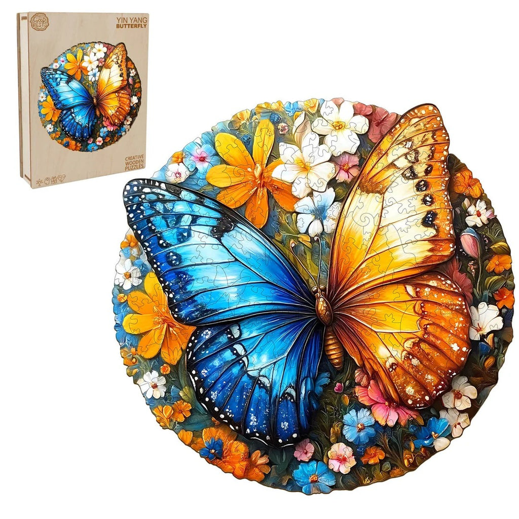 Whimsical Wooden Jigsaw Puzzle- Yin Yang Butterfly