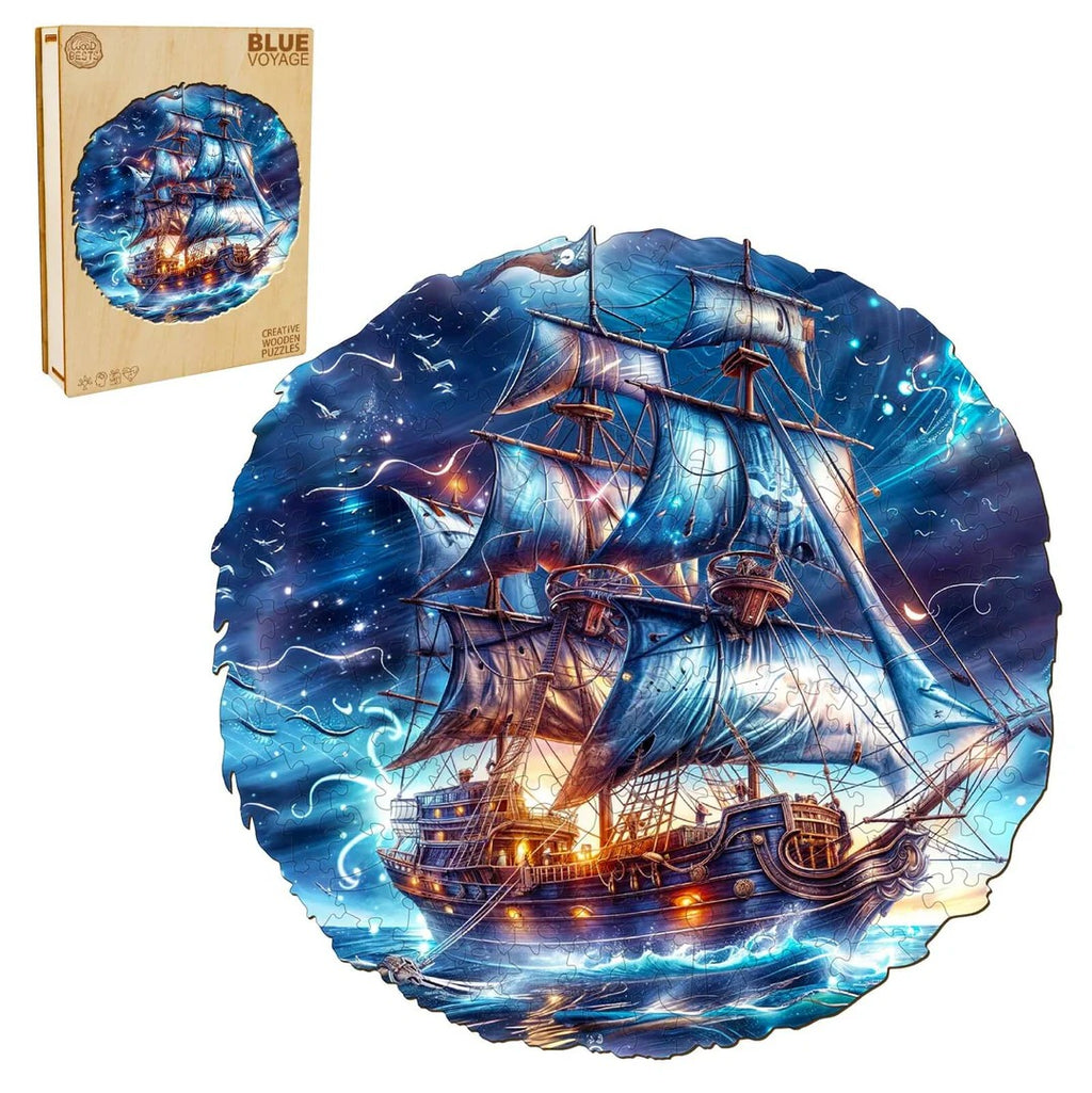 Whimsical Wooden Jigsaw Puzzle- Blue Voyage