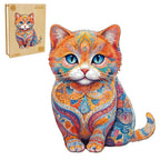 Whimsical Wooden Jigsaw Puzzle-Cute Scottish Cat