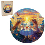 Whimsical Wooden Jigsaw Puzzle-fairy tea party