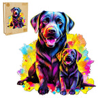 Whimsical Wooden Jigsaw Puzzle- Labrador family