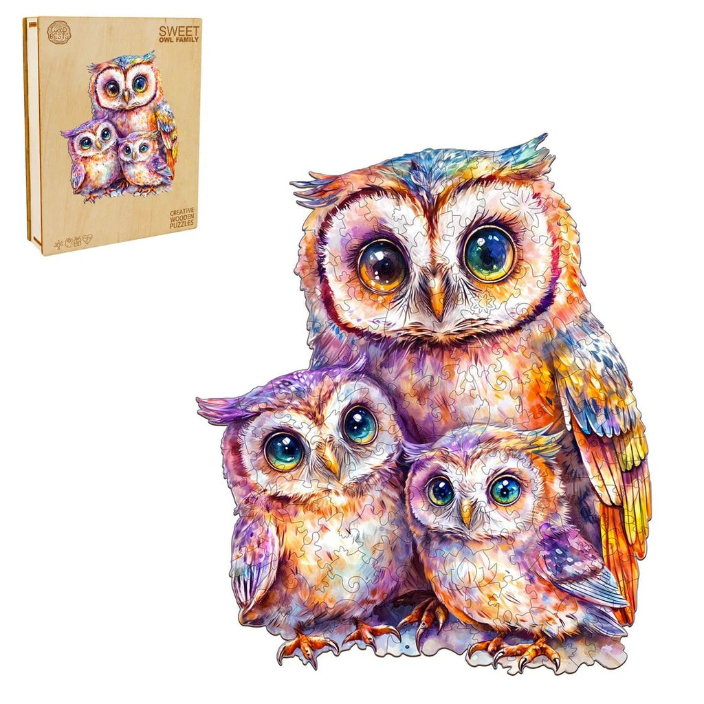 Whimsical Wooden Jigsaw Puzzle- Sweet Owl Family